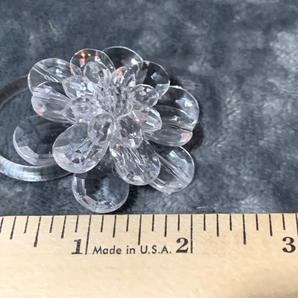 Clear Acrylic Flower Napkin Rings 3D Floral Set of 9 Party Wedding Shower